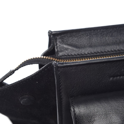 Celine Crocodile Embossed Calfskin Suede Medium Trapeze Black 15 of 23