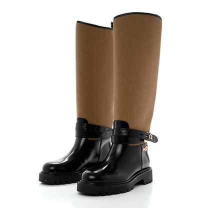 Louis Vuitton Canvas Calfskin Territory Flat High Ranger Boots 37 Khaki 3 of 11
