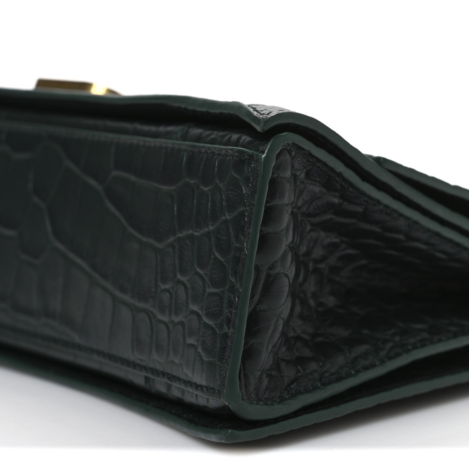 Balenciaga Extra Supple Calfskin Crocodile Embossed Small Crush Chain Bag Dark Green Bottle 10 of 10