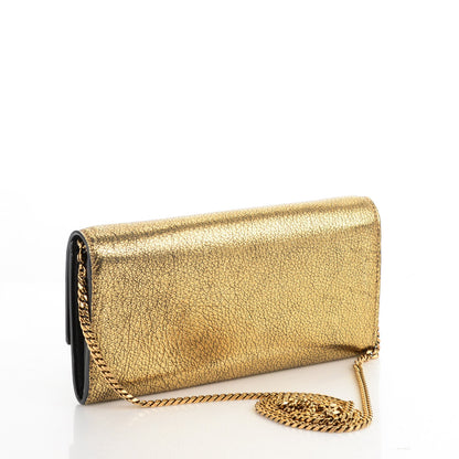 Alexander McQueen Metallic Lambskin Skull Wallet on Chain Antique Gold 3 of 6