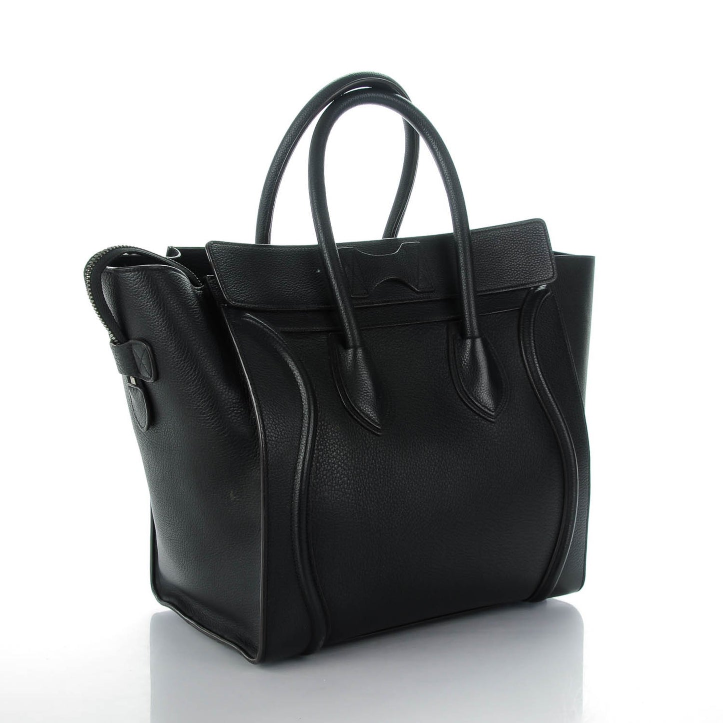 Drummed Calfskin Mini Luggage Black