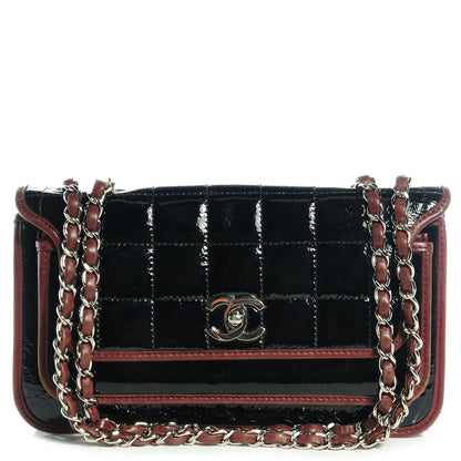 Chanel Patent Lambskin Medium Chocolate Bar Flap Black Bordeaux 1 of 8