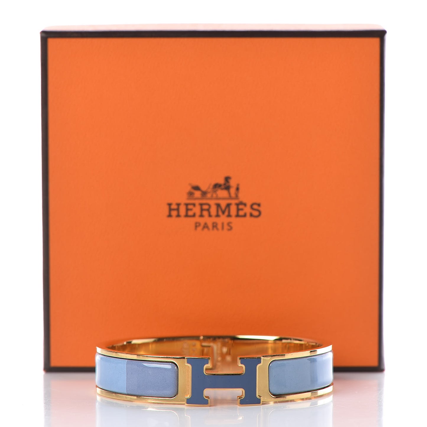 Enamel Narrow Clic Clac H Rainbow Bracelet PM Rainbow Bleu