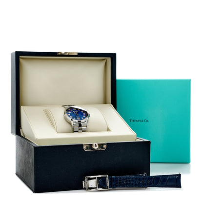 Tiffany Stainless Steel 40mm CT60 3-Hand Automatic Watch Blue 4 of 5