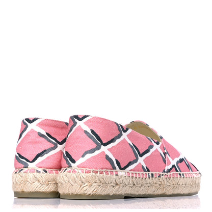 Chanel Printed Canvas Grosgrain Espadrilles 40 Pink Black 3 of 4