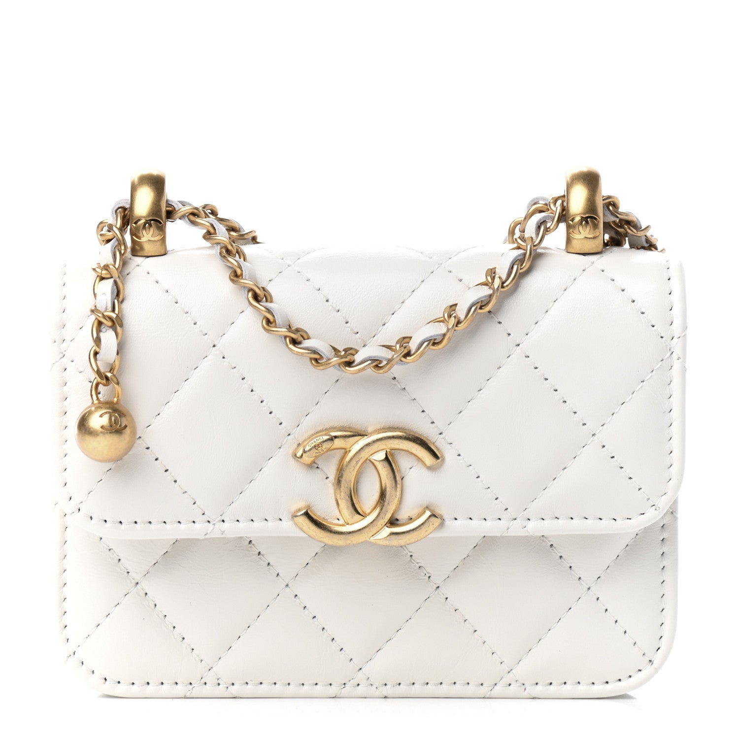Chanel Calfskin Quilted Perfect Fit Coin Purse With Chain White 1 of 10