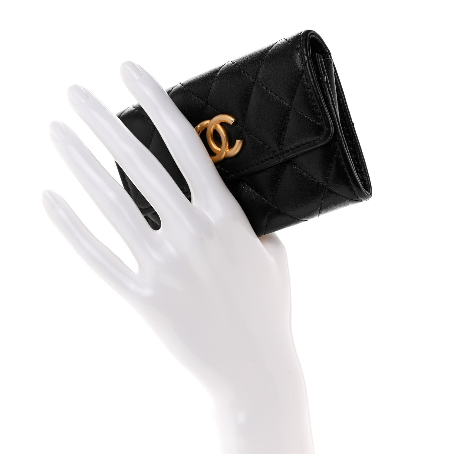 Chanel Lambskin Quilted Flap Card Holder Black 2 of 9
