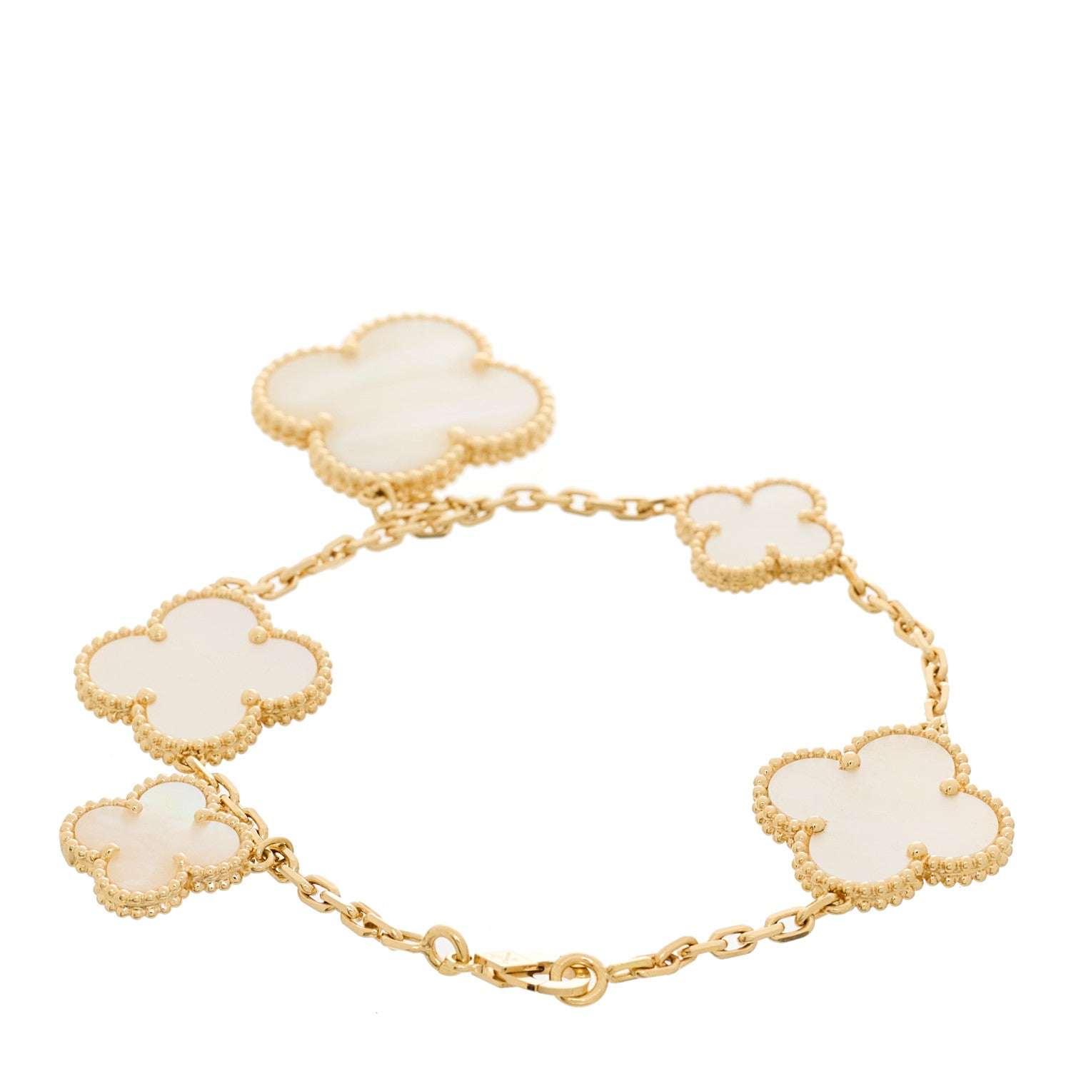 Van Cleef & Arpels 18K Yellow Gold Mother of Pearl 5 Motifs Magic Alhambra Bracelet 2 of 4