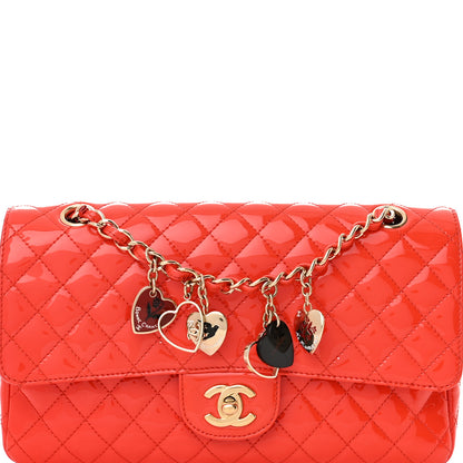 Chanel Patent Calfskin Quilted Valentine Charms Medium Single Flap Red 8 of 10