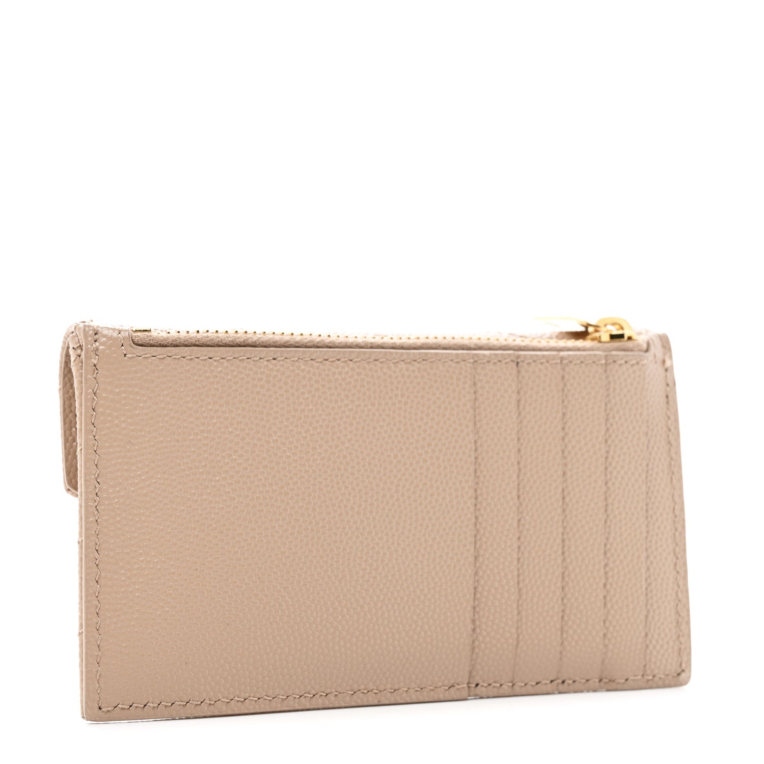 Saint Laurent Monogram Grain de Poudre 5 Fragments Zip Pouch Card Holder Dark Beige 3 of 9