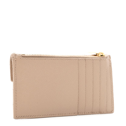 Saint Laurent Monogram Grain de Poudre 5 Fragments Zip Pouch Card Holder Dark Beige 3 of 9