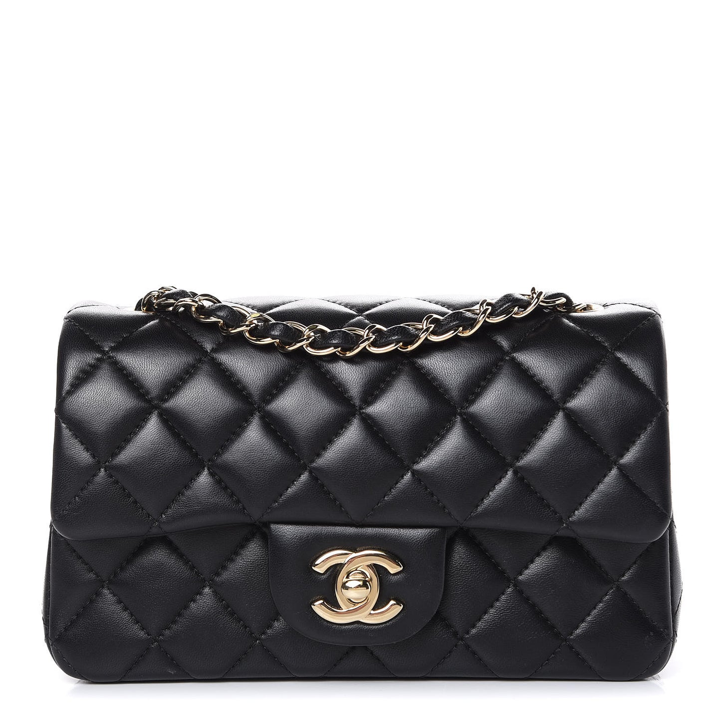 Lambskin Quilted Mini Rectangular Flap Black