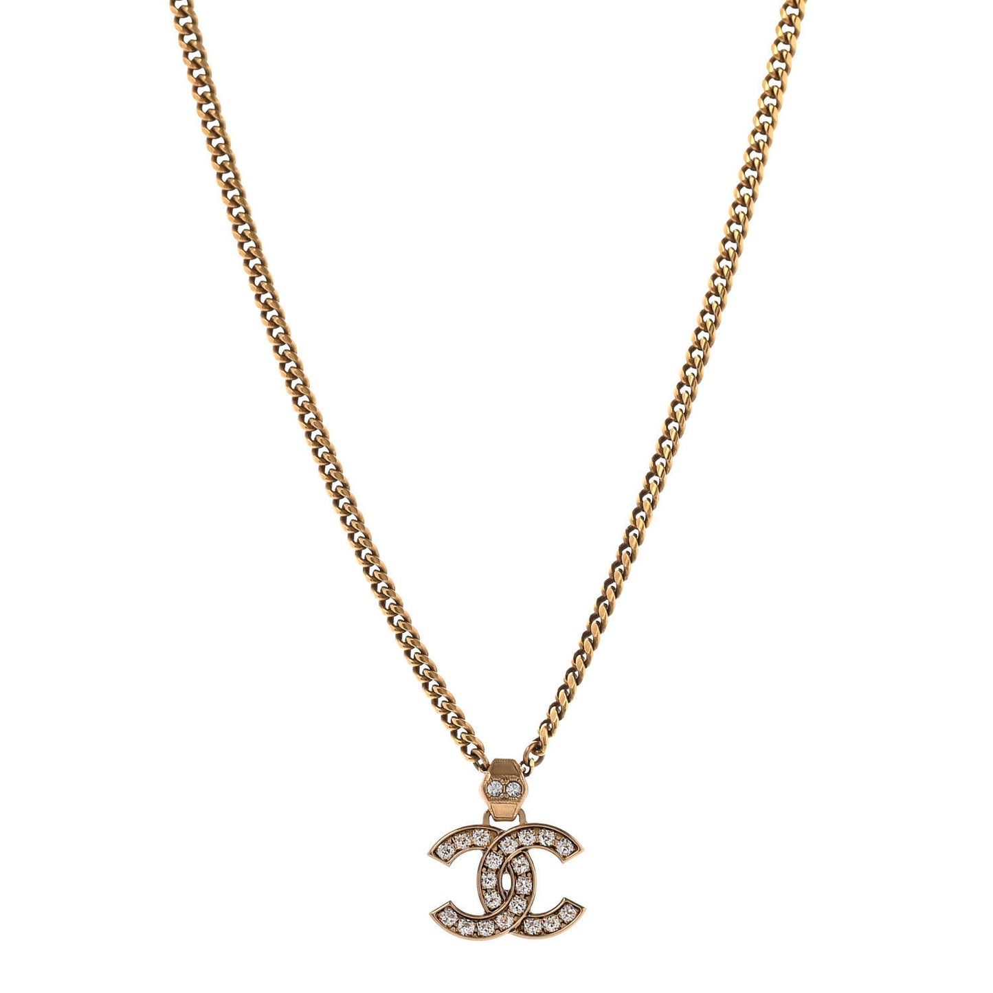 Crystal CC Pendant Necklace Gold