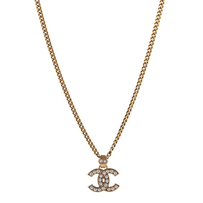 Chanel Crystal CC Pendant Necklace Gold 1 of 6