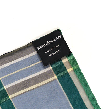 Hermes Silk Madras Ex Libris Bandana Scarf 55 Vert Bleu Multicolor 4 of 4