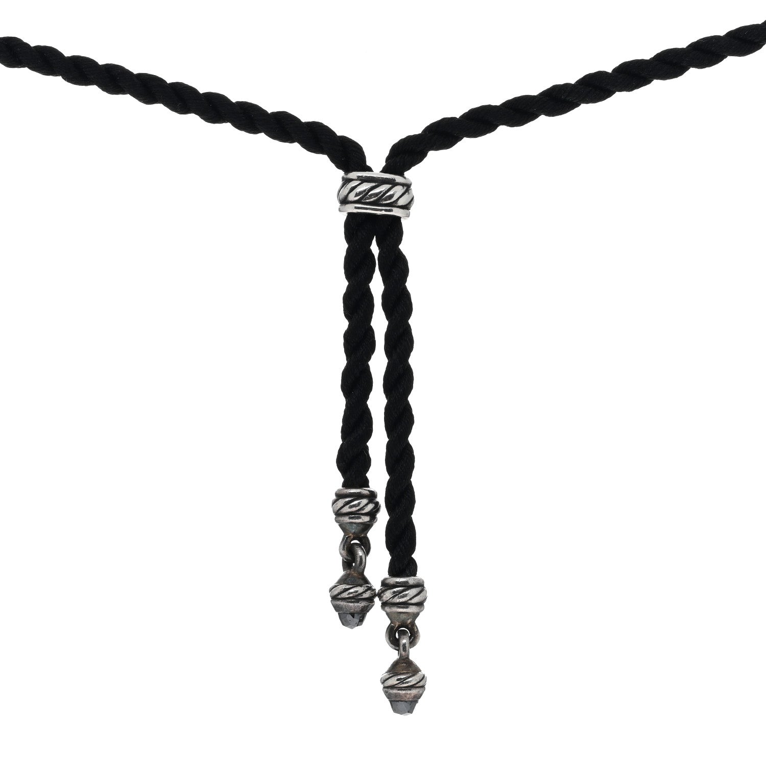 David Yurman Sterling Silver Hematine 20mm Cable Berries Pendant Cord Necklace Black 4 of 4