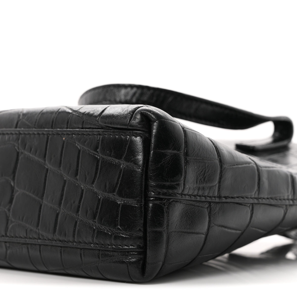 Saint Laurent Calfskin Crocodile Embossed Paris Mini Toy Shopper Tote Black 10 of 11