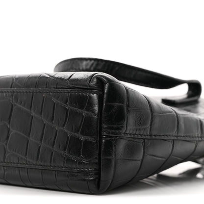 Saint Laurent Calfskin Crocodile Embossed Paris Mini Toy Shopper Tote Black 10 of 11