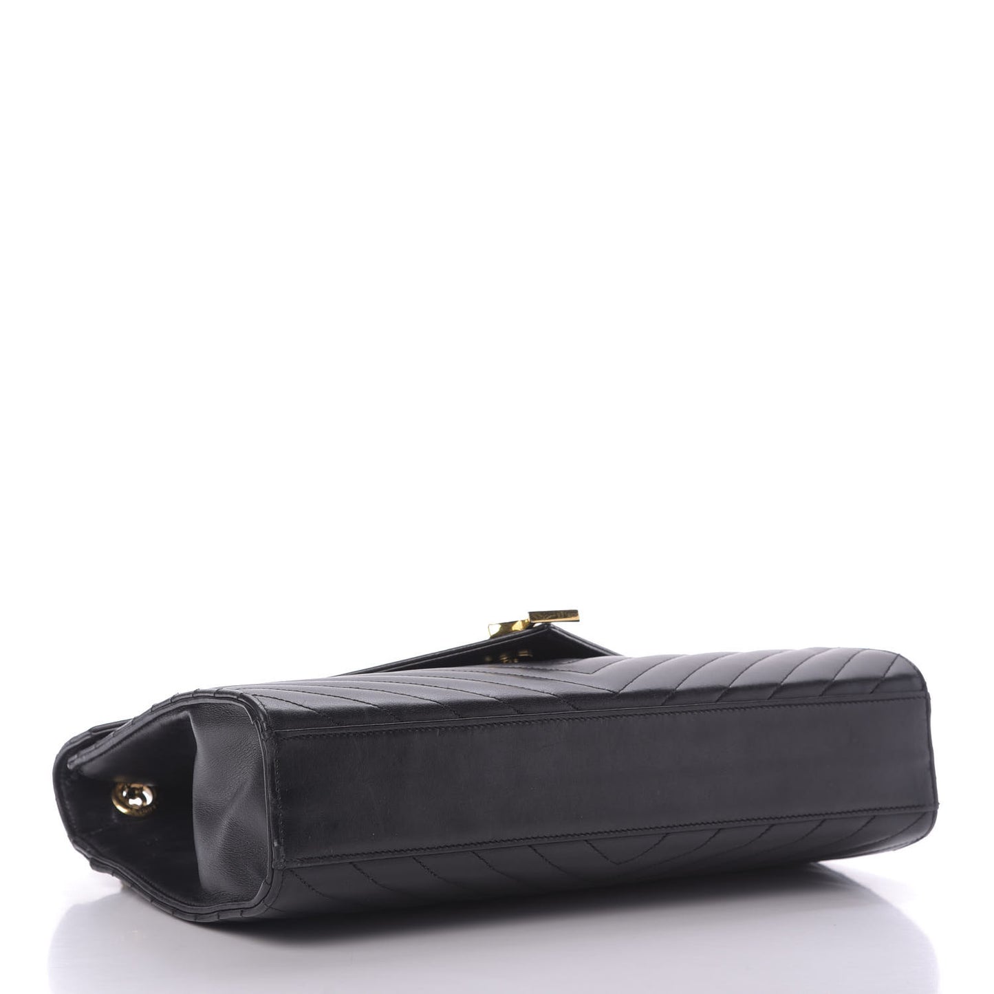 Smooth Calfskin Matelasse Chevron Large Monogram Satchel Black