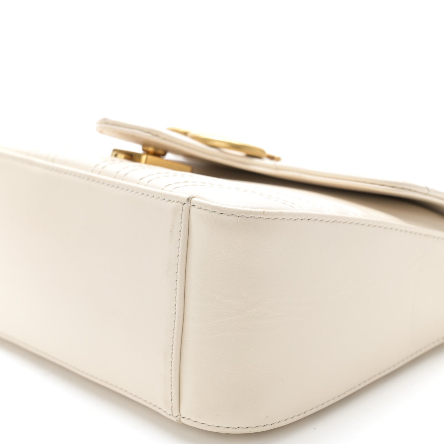 Calfskin Matelasse Mini GG Marmont Top Handle Shoulder Bag White