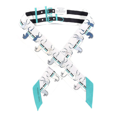 Hermes Silk Rocabar Twilly White Gris Perle Menthe 1 of 4