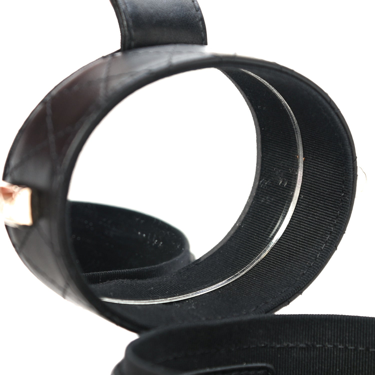 Chanel Lambskin Quilted Mini Round Vanity Case With Chain Black 6 of 14