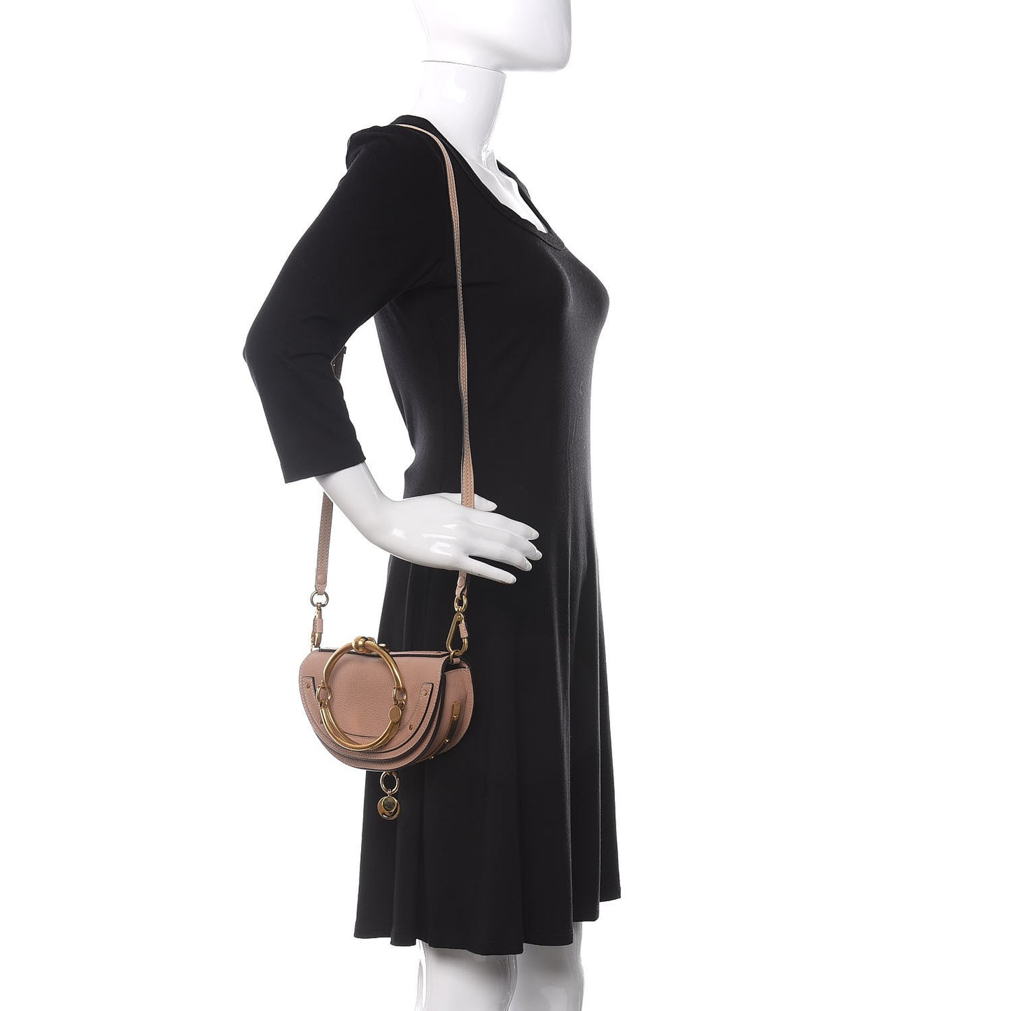Calfskin Small Nile Bracelet Minaudiere Bag Biscotti Beige