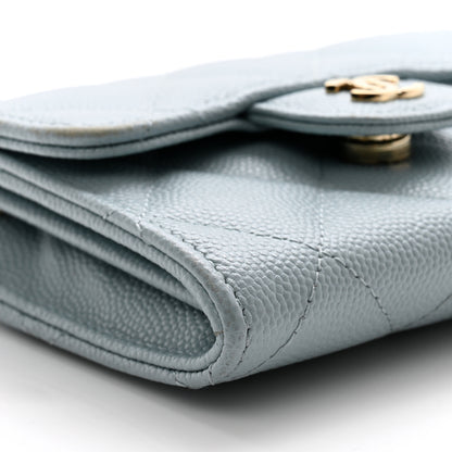 Chanel Caviar Quilted Flap Card Holder On Chain Light Blue 11 of 14