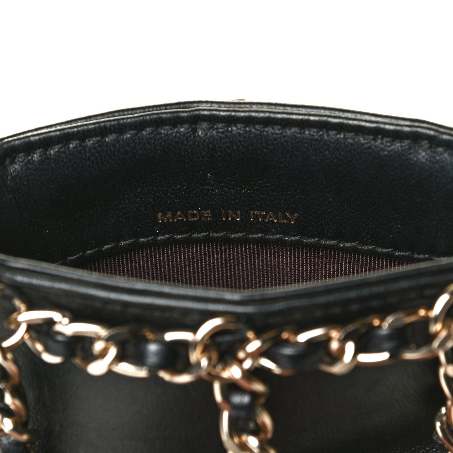 Lambskin Tech Me Out Clutch With Chain Black