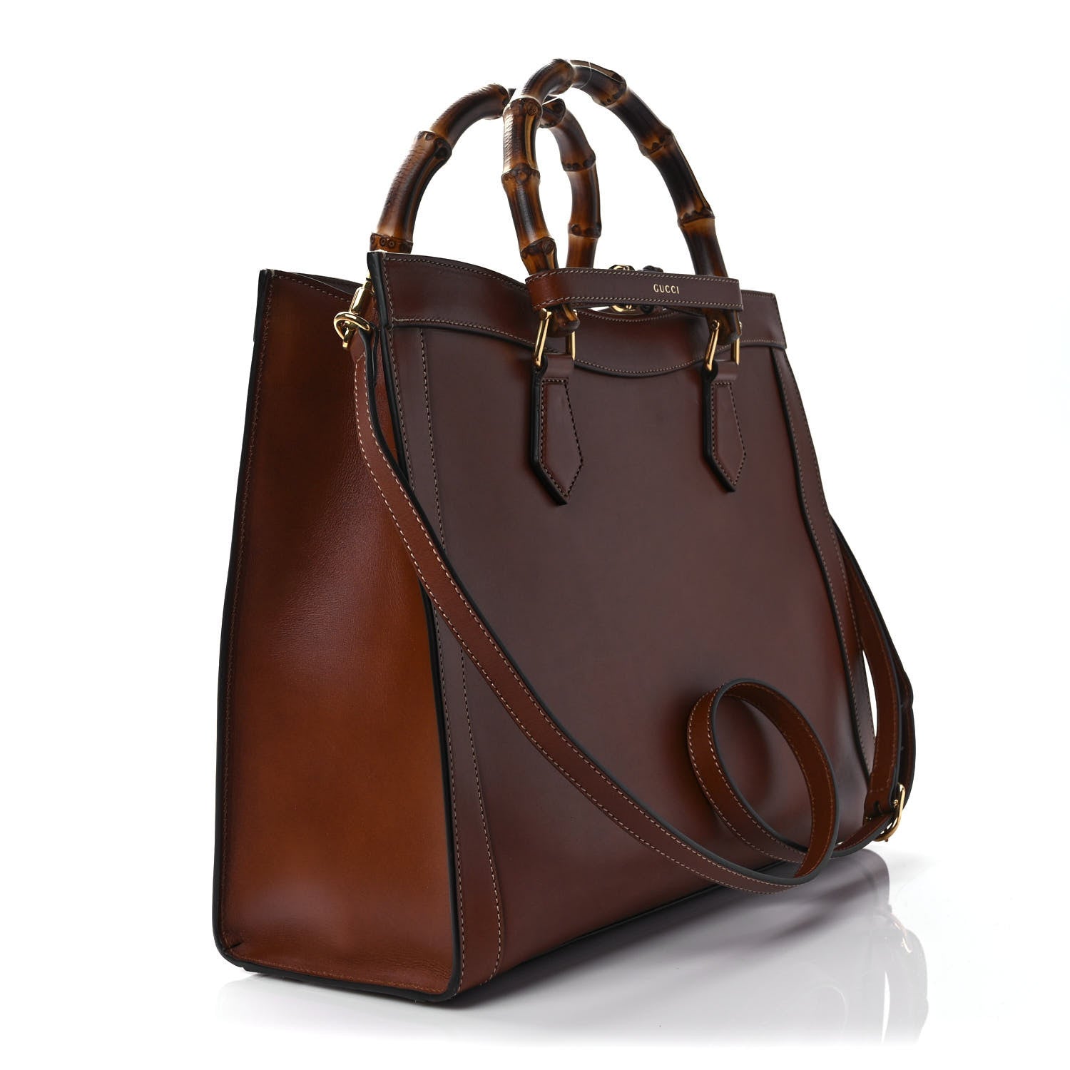 Gucci Charisma Calfskin Gucci Embossed Medium Diana Tote Bag Peanut Brown 3 of 9