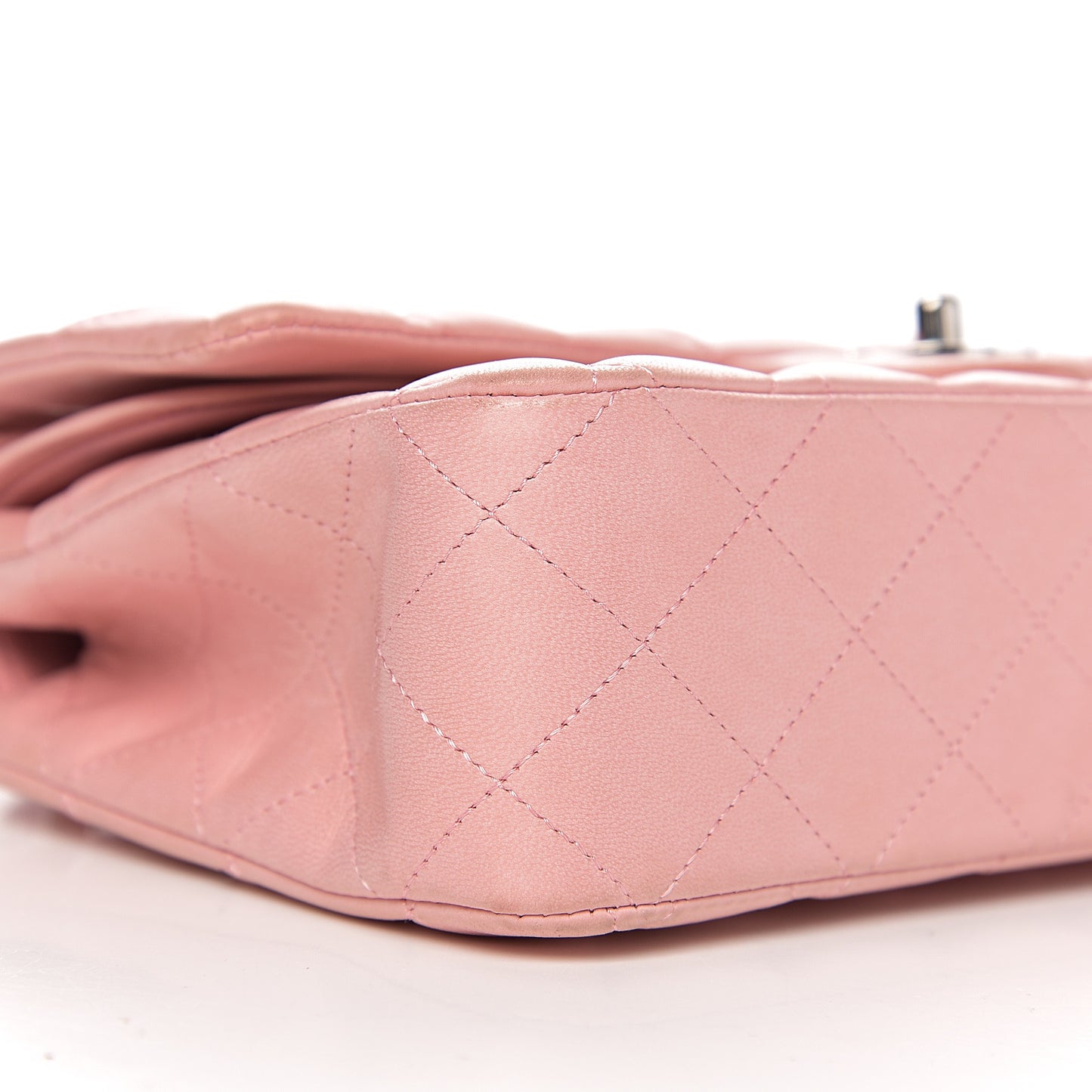 Lambskin Quilted Medium Double Flap Light Pink