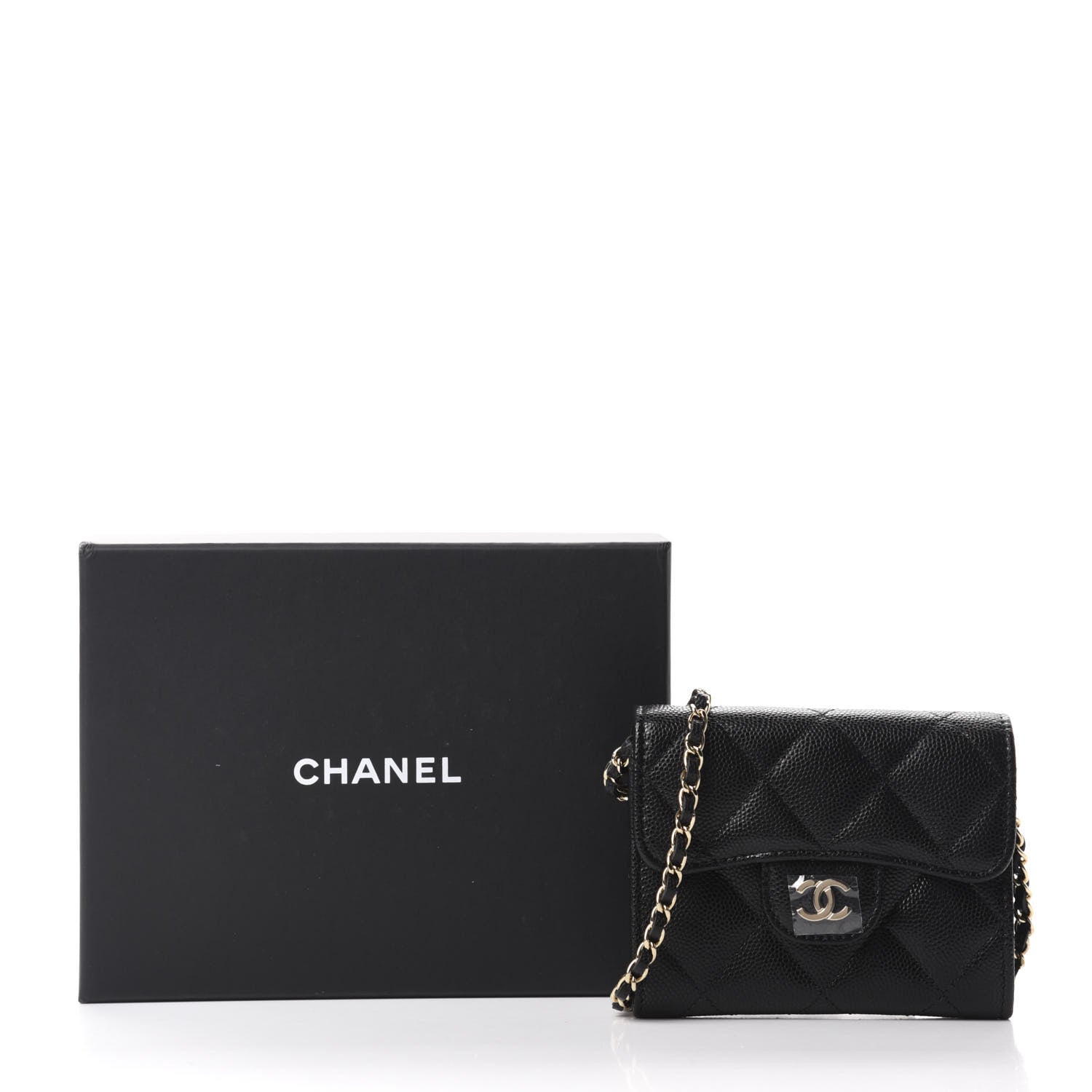 Chanel Caviar Quilted Flap Card Holder On Chain Black 12 of 12