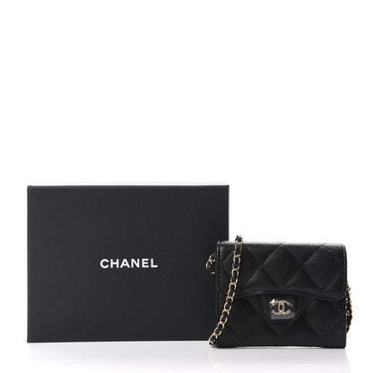 Chanel Caviar Quilted Flap Card Holder On Chain Black 12 of 12