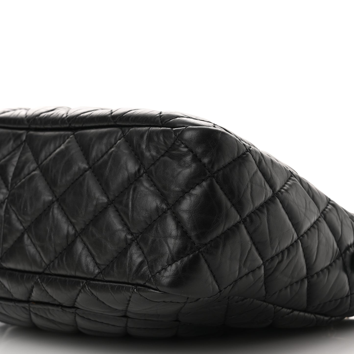 Aged Calfskin Quilted Large Reissue Camera Case Black