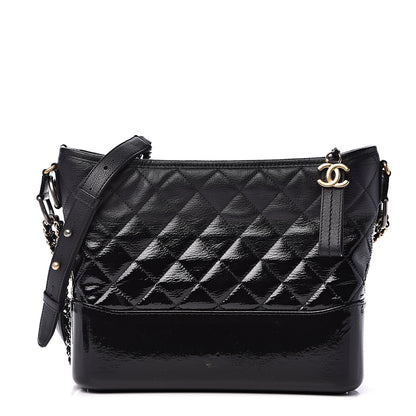 Chanel Patent Goatskin Quilted Medium Gabrielle Hobo Black 1 of 9