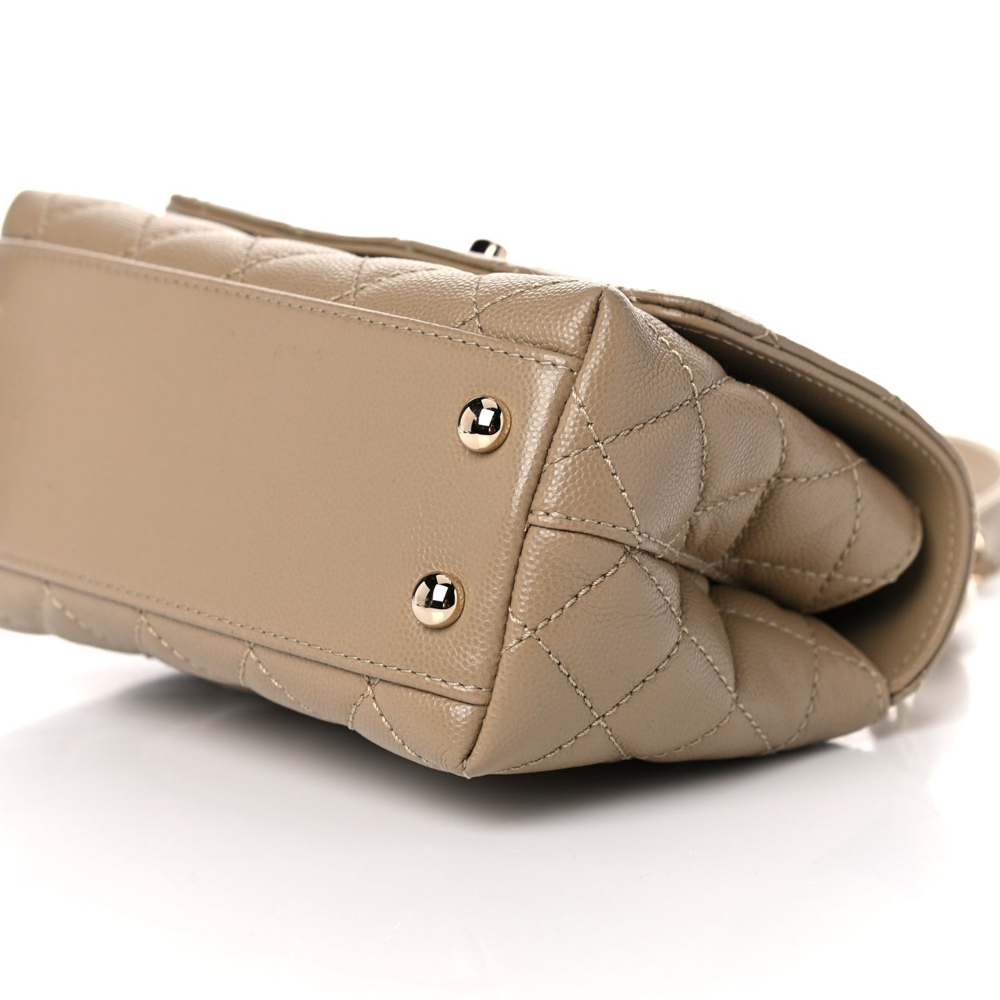 Caviar Lizard Embossed Quilted Extra Mini Coco Handle Flap Dark Beige