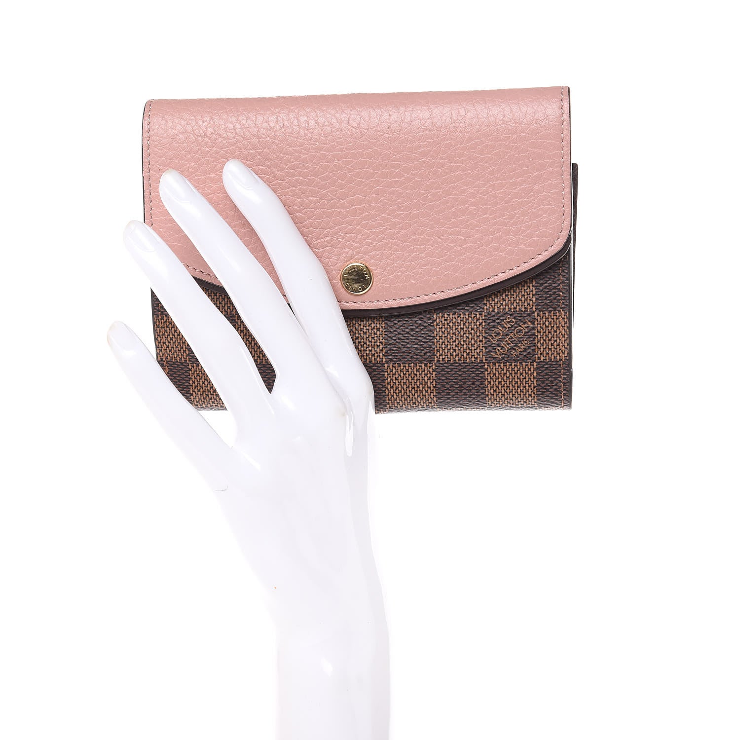 Louis Vuitton Damier Ebene Normandy Compact Wallet Rose Ballerine 2 of 9