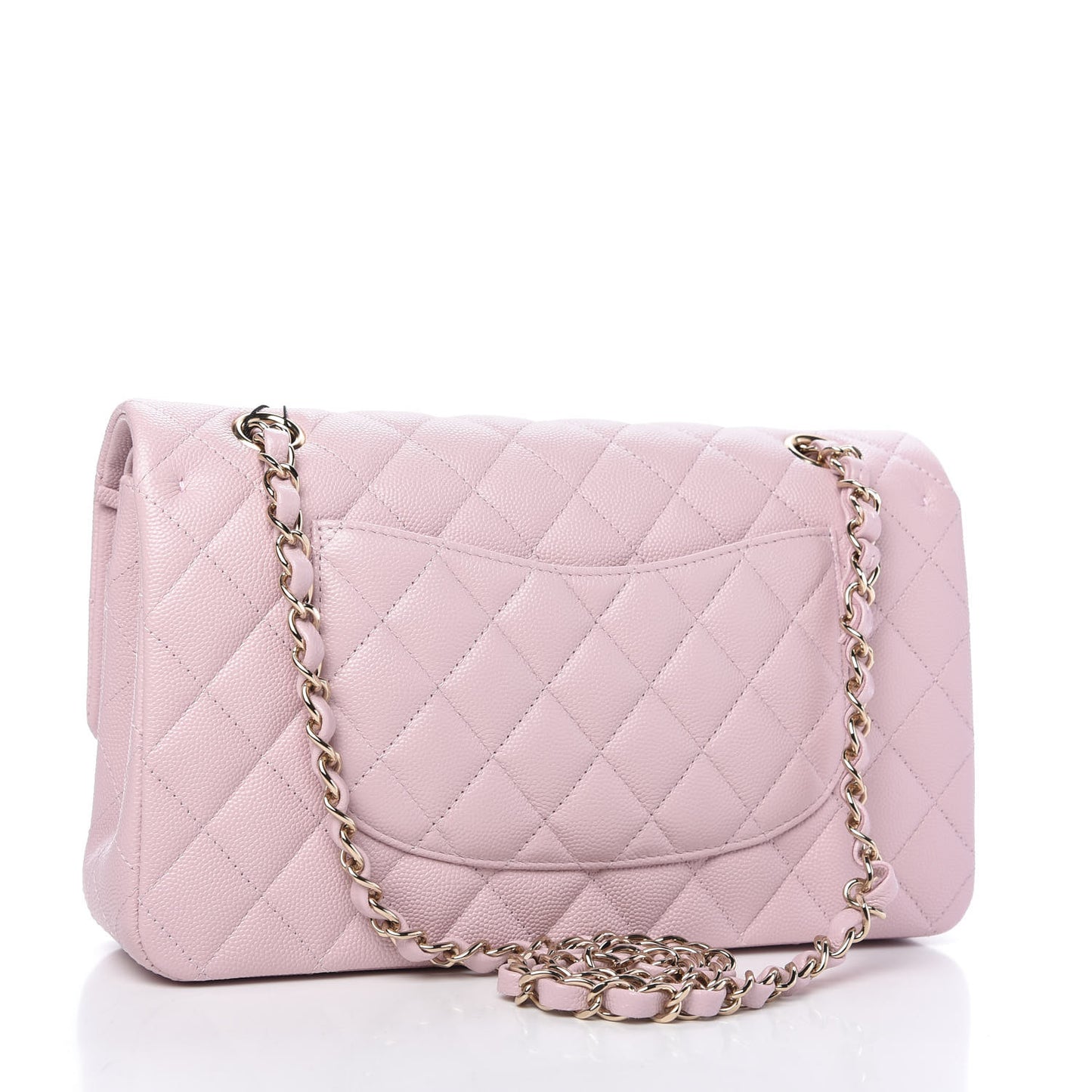 Caviar Quilted Medium Double Flap Light Pink