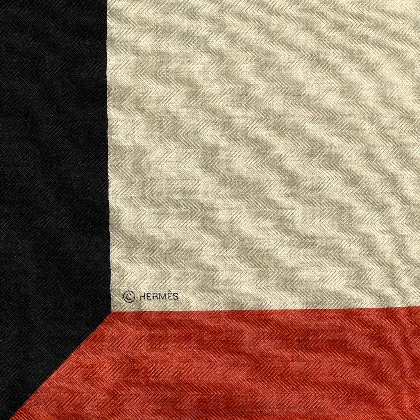 Cashmere Silk Encadre H Passant Giant Scarf 140 Naturel Orange Black