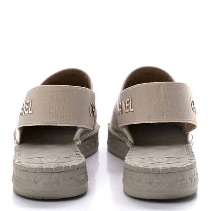 Chanel Canvas Lambskin CC Slingback Espadrilles 35 Beige White 6 of 11