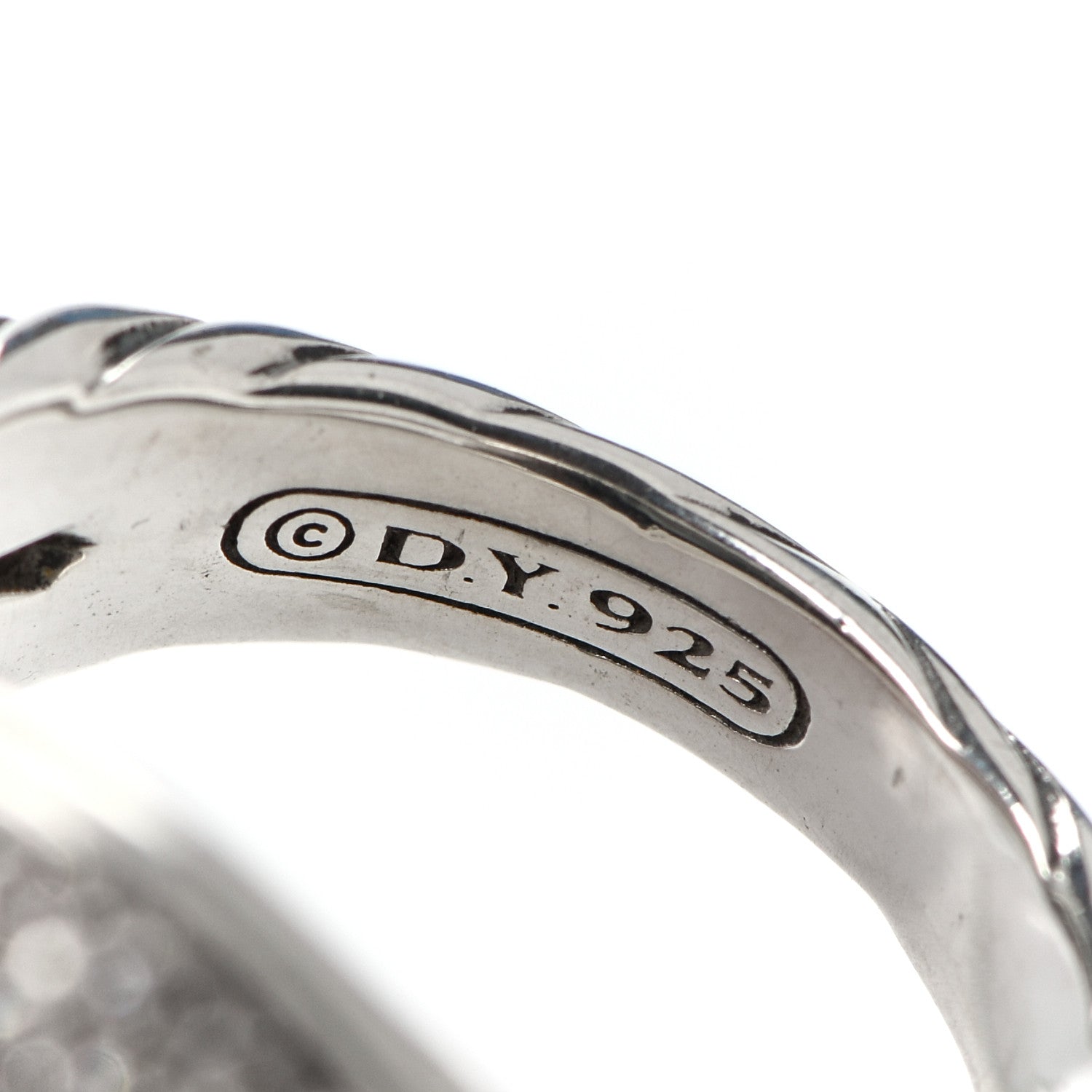 David Yurman Sterling Silver Diamond Black Orchid 18mm Signature Oval Ring 54 7 5 of 5
