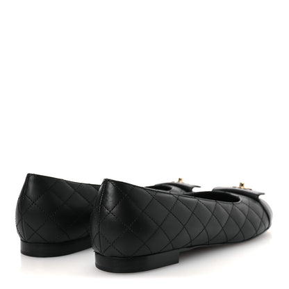 Chanel Calfskin Lambskin Quilted CC Cap Toe Ballerina Flats 36.5 Black 5 of 10