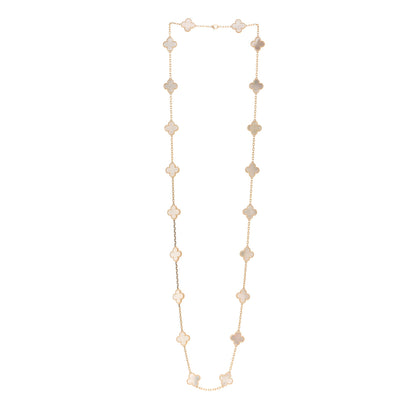Van Cleef & Arpels 18K Yellow Gold Mother of Pearl 20 Motifs Vintage Alhambra Necklace 3 of 6