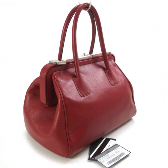 Prada Goatskin Cerniera Doctor Bag Rubino 3 of 9
