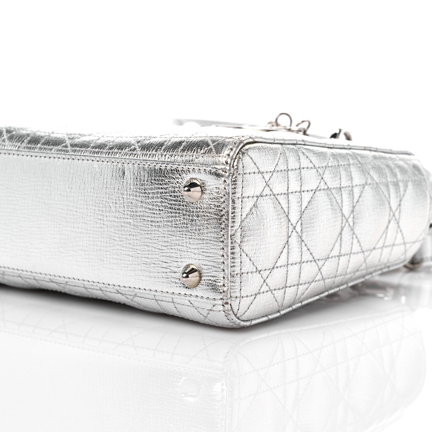 Christian Dior Metallic Grained Calfskin Cannage Small Lucky Badges My Lady Dior Silver 8 of 12