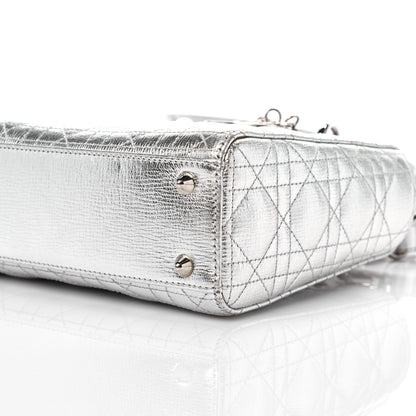 Christian Dior Metallic Grained Calfskin Cannage Small Lucky Badges My Lady Dior Silver 8 of 12