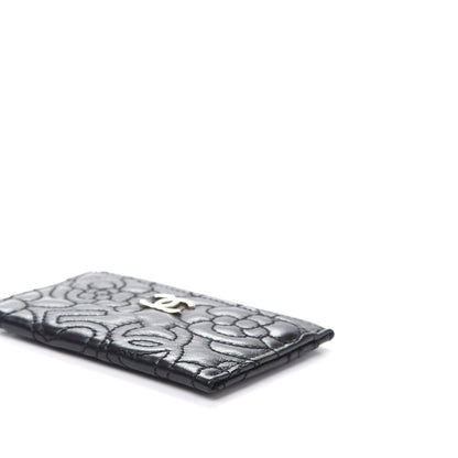 Chanel Lambskin Camellia Stitched Card Holder Black 7 of 10