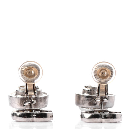 Chanel Crystal Heart CC Drop Clip On Earrings Silver 3 of 4