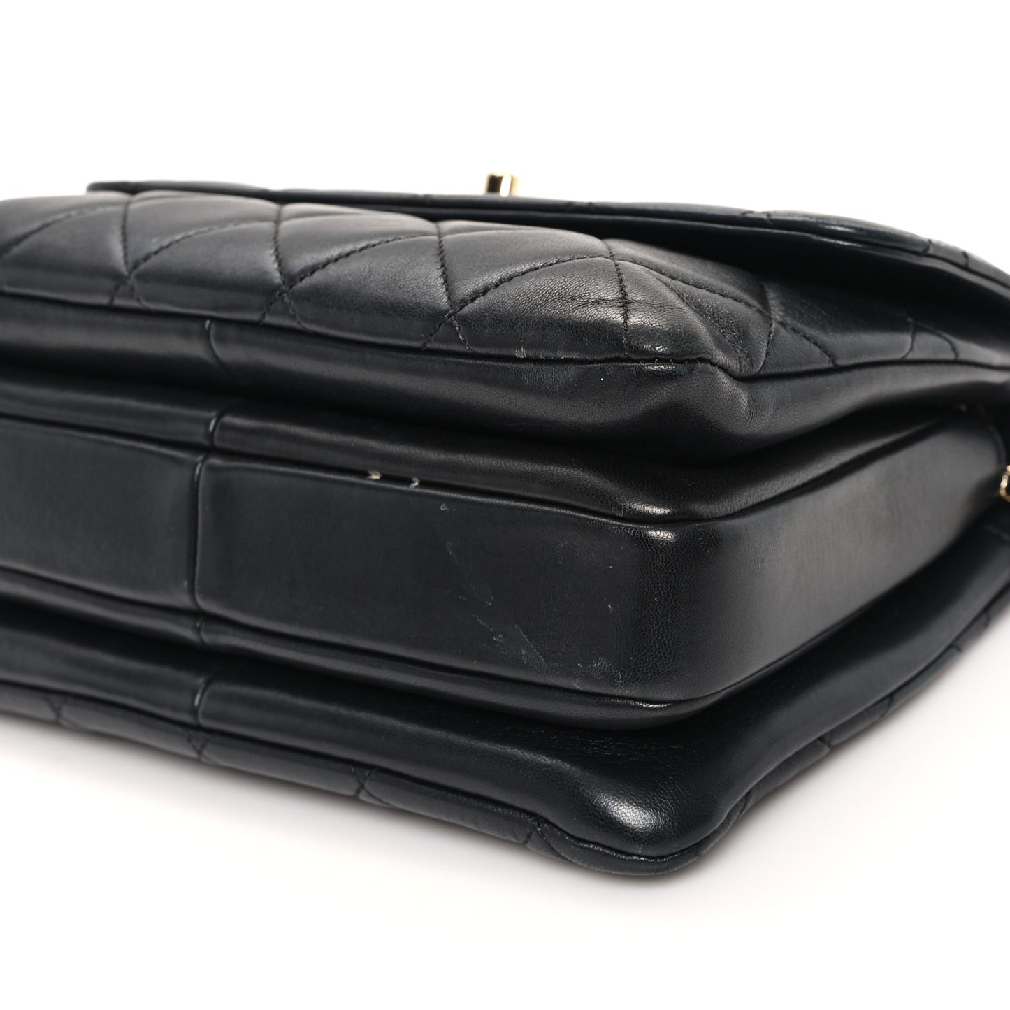 Lambskin Quilted Small Trendy CC Dual Handle Flap Bag Black