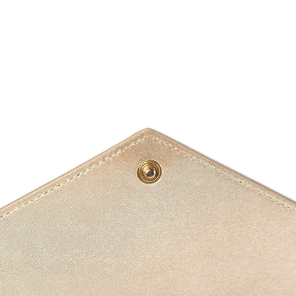 Saint Laurent Metallic Fabric Monogram Envelope Chain Wallet Light Gold 14 of 14